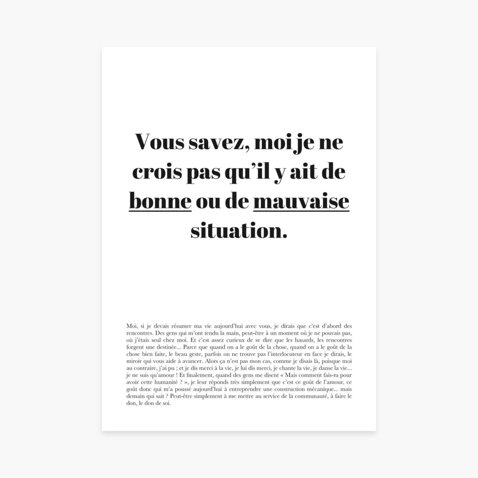 Affiche citation "Bonne ou mauvaise situation" - Astérix Mission Cléopâtre - cestfrancais.fr