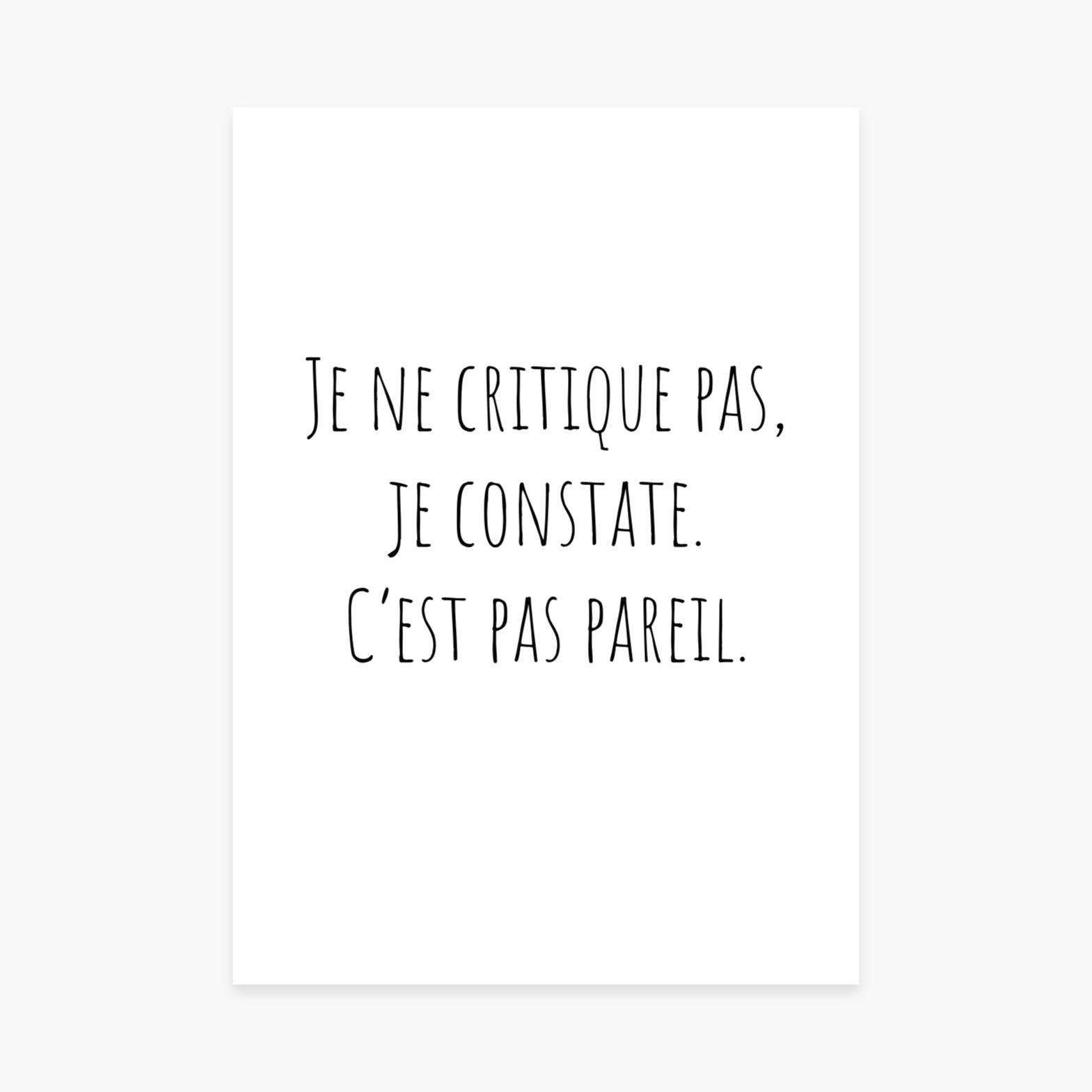 Affiche "Je ne critique pas" - cestfrancais.fr