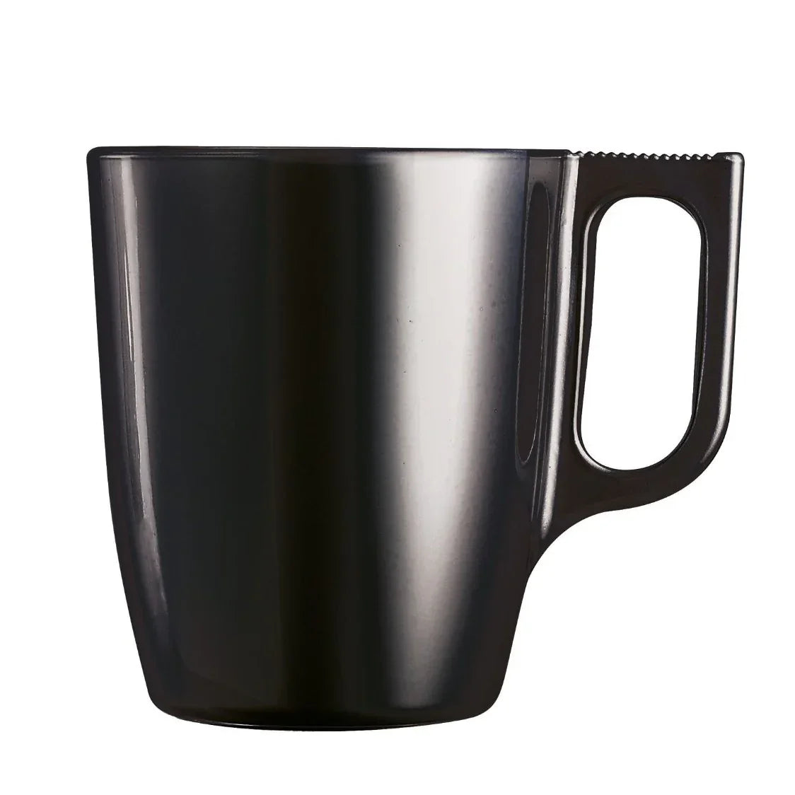 Mug noir en céramique avec anse, design moderne, fond blanc, idée cadeau personnalisé