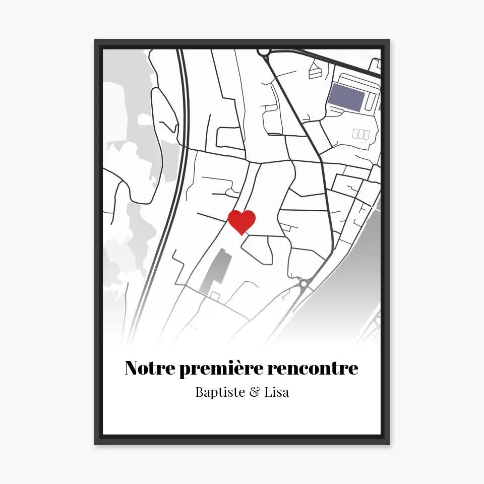 Affiche personnalisée carte &quot;Notre première rencontre&quot; - cestfrancais.fr