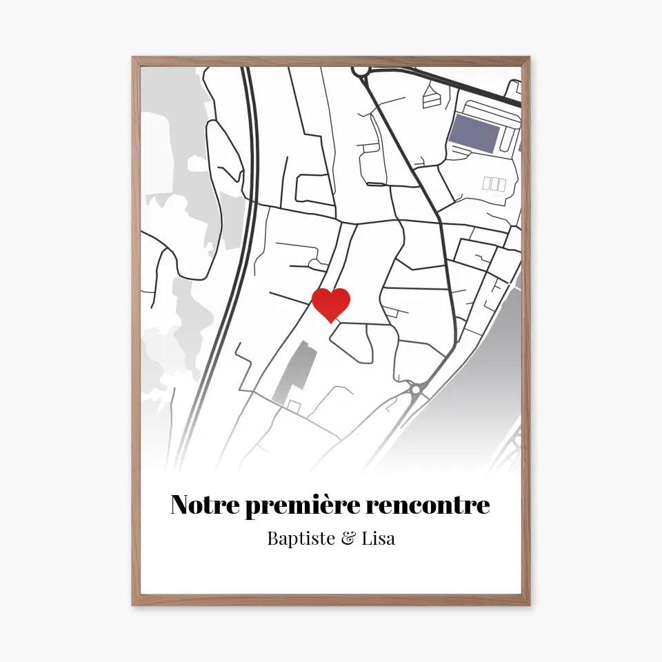 Affiche personnalisée carte &quot;Notre première rencontre&quot; - cestfrancais.fr