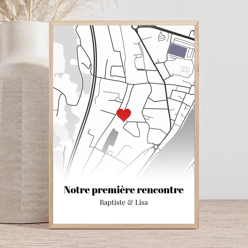 Affiche personnalisée carte &quot;Notre première rencontre&quot; - cestfrancais.fr