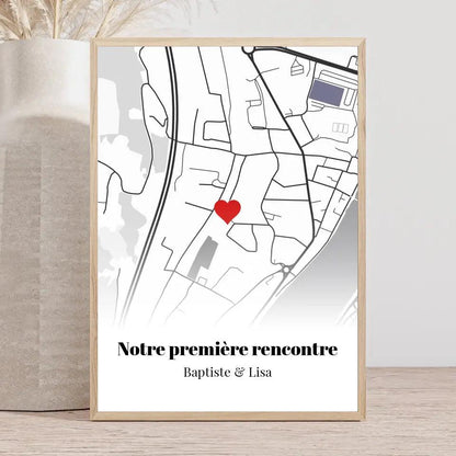 Affiche personnalisée carte &quot;Notre première rencontre&quot; - cestfrancais.fr