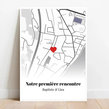 Affiche personnalisée carte &quot;Notre première rencontre&quot; - cestfrancais.fr