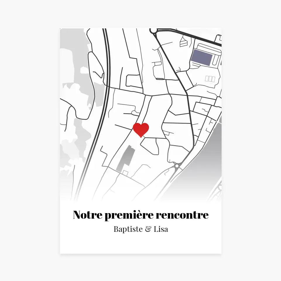 Affiche personnalisée carte &quot;Notre première rencontre&quot; - cestfrancais.fr