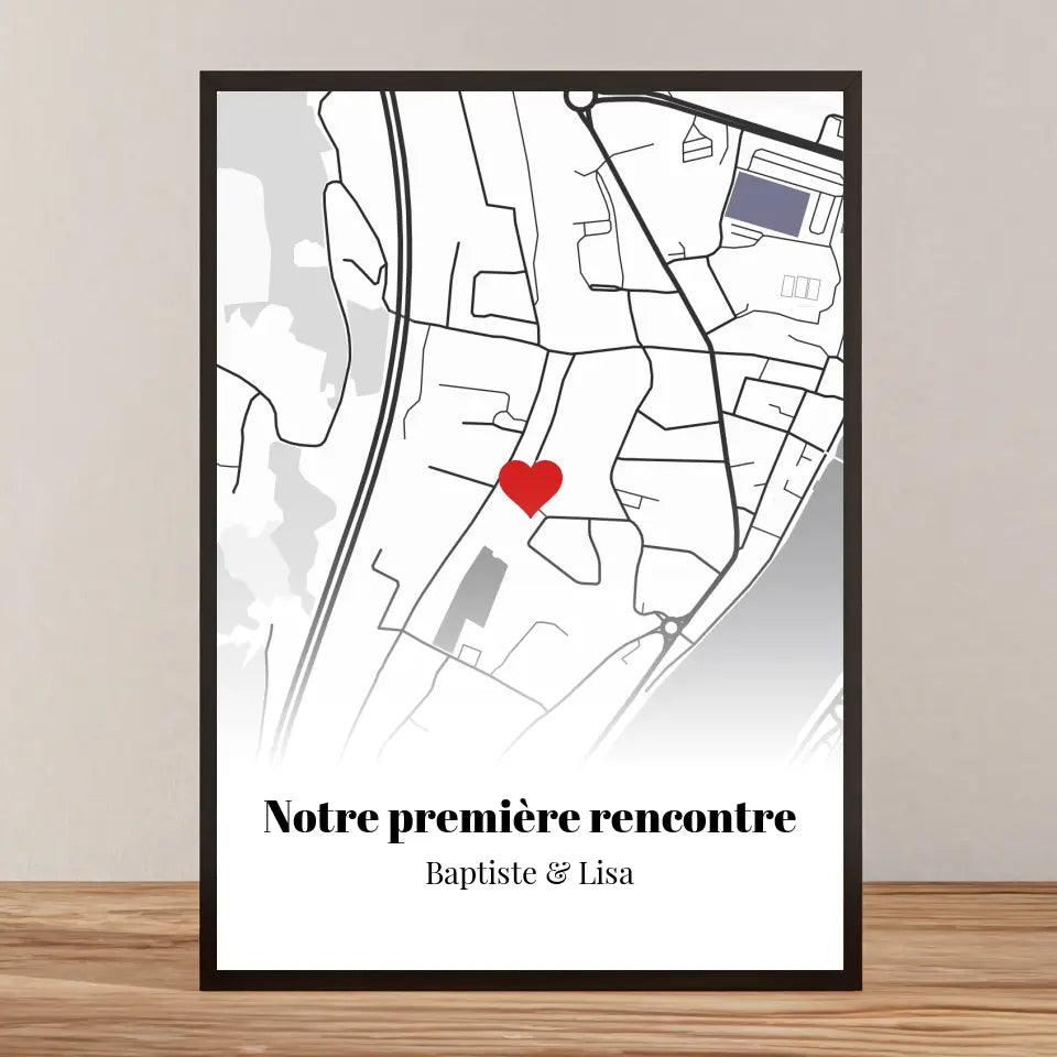 Affiche personnalisée carte &quot;Notre première rencontre&quot; - cestfrancais.fr