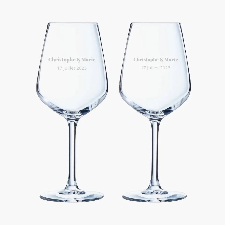 Duo de verres à vin personnalisés - Couple date