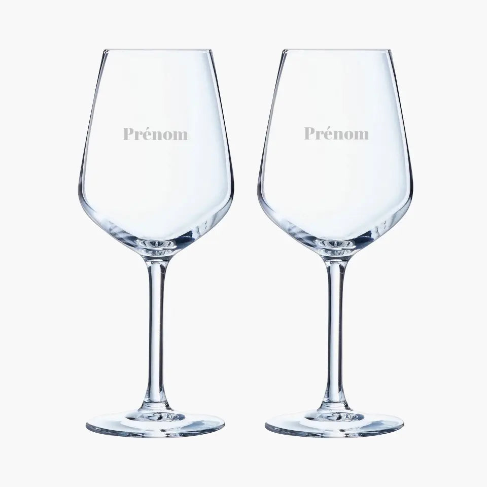 Duo de verres à vin personnalisés - Prénom