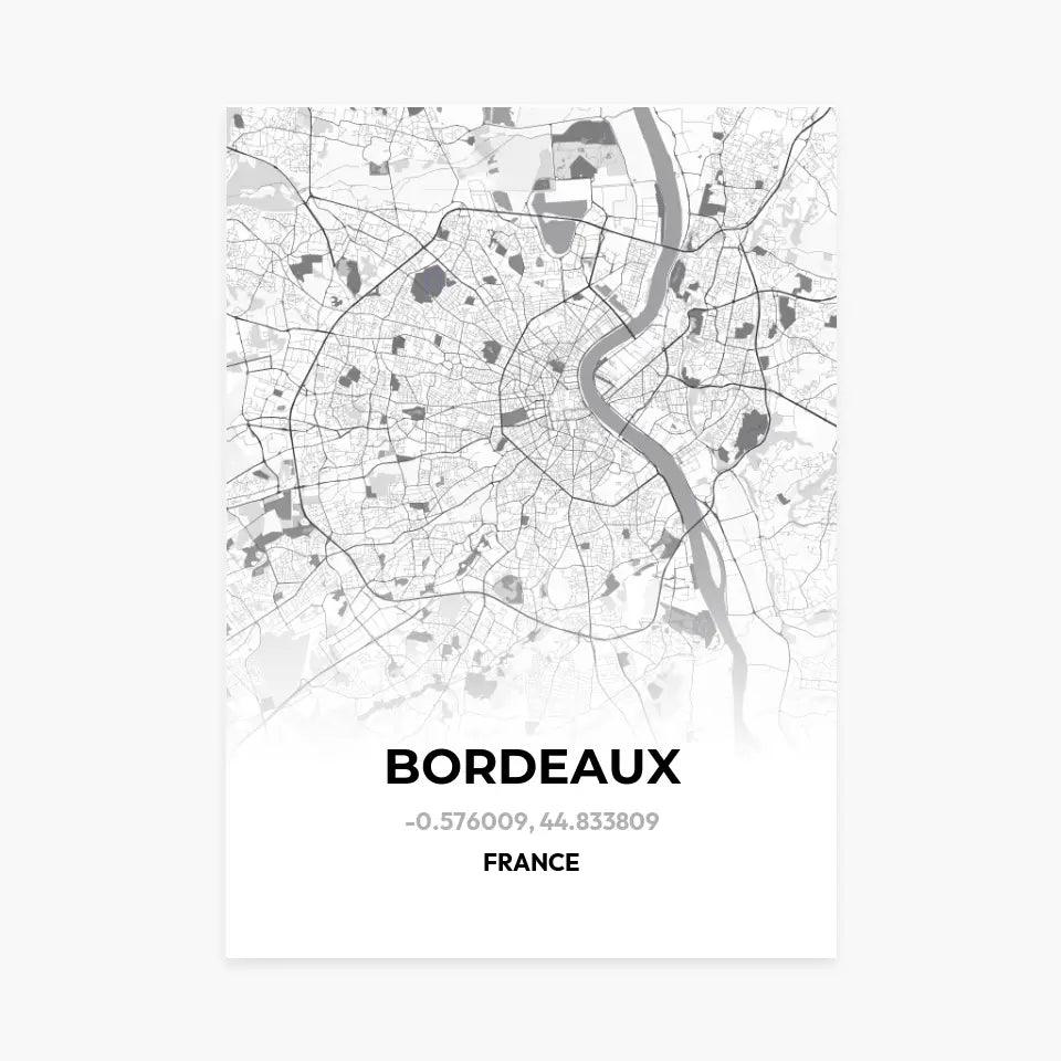 Affiche carte de Bordeaux - cestfrancais.fr