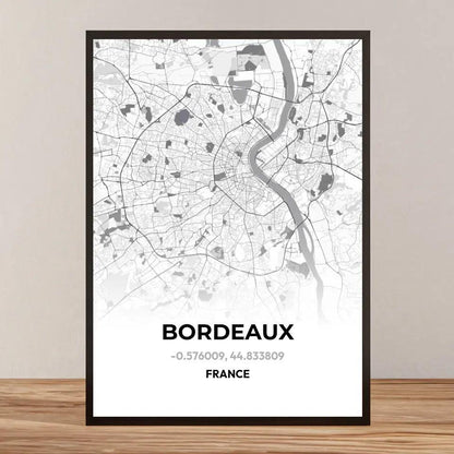 Affiche carte de Bordeaux - cestfrancais.fr