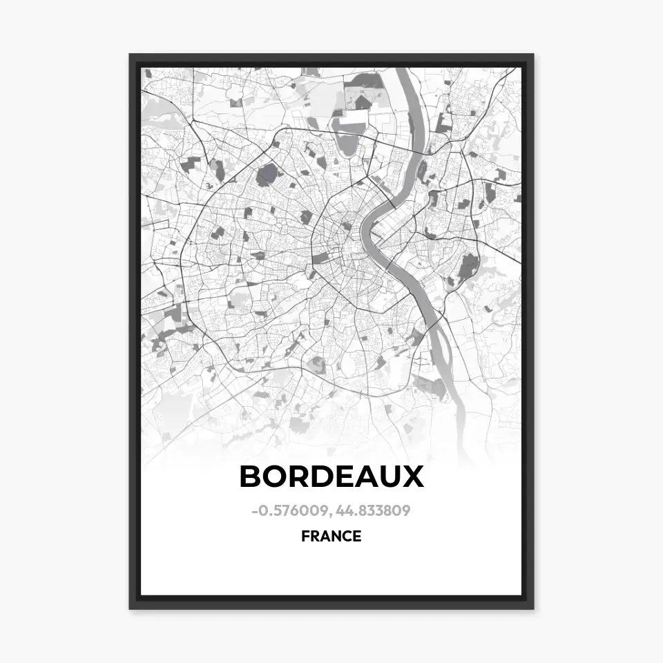 Affiche carte de Bordeaux - cestfrancais.fr