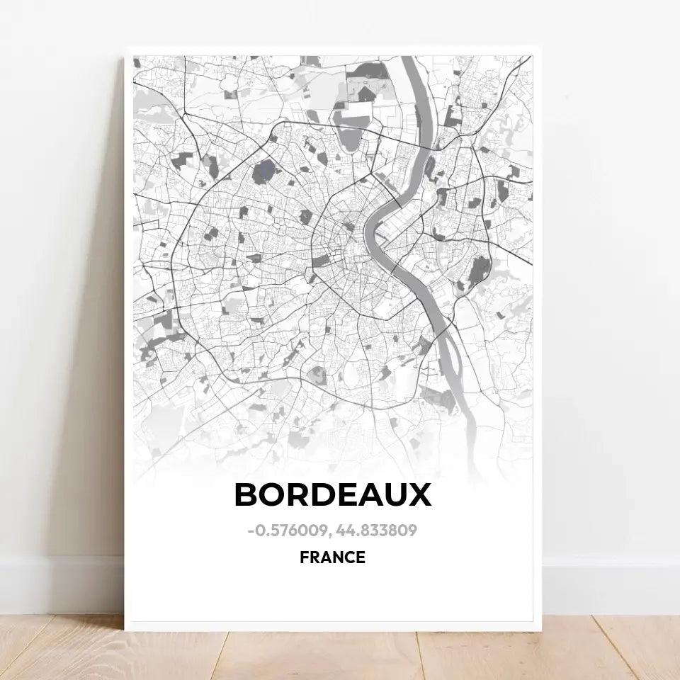 Affiche carte de Bordeaux - cestfrancais.fr