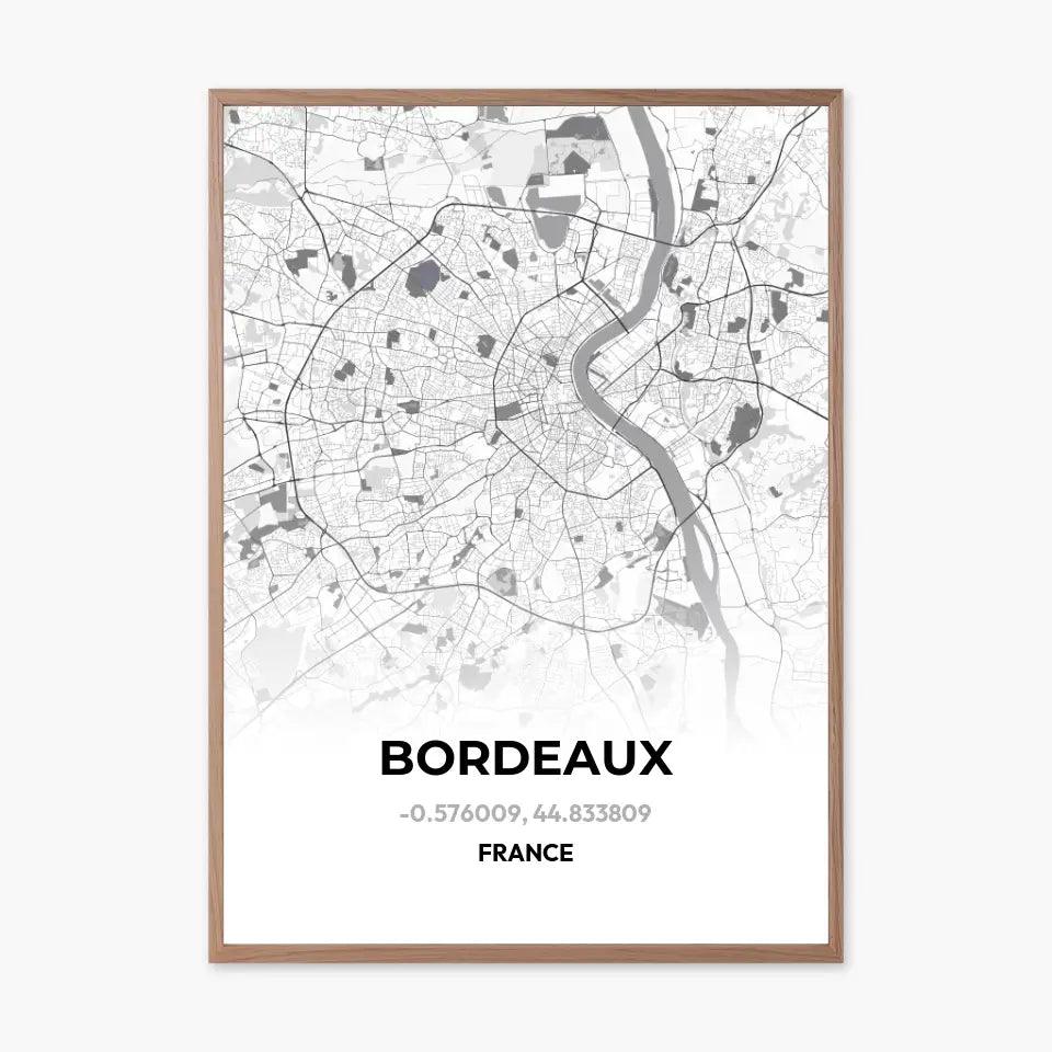 Affiche carte de Bordeaux - cestfrancais.fr