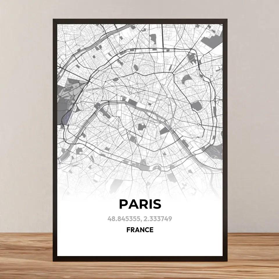 Affiche carte Paris - cestfrancais.fr