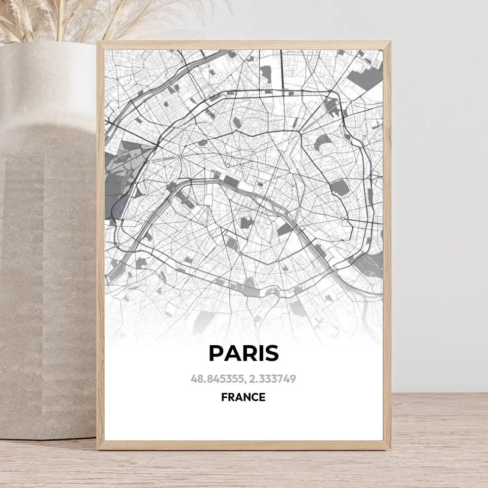 Affiche carte Paris - cestfrancais.fr