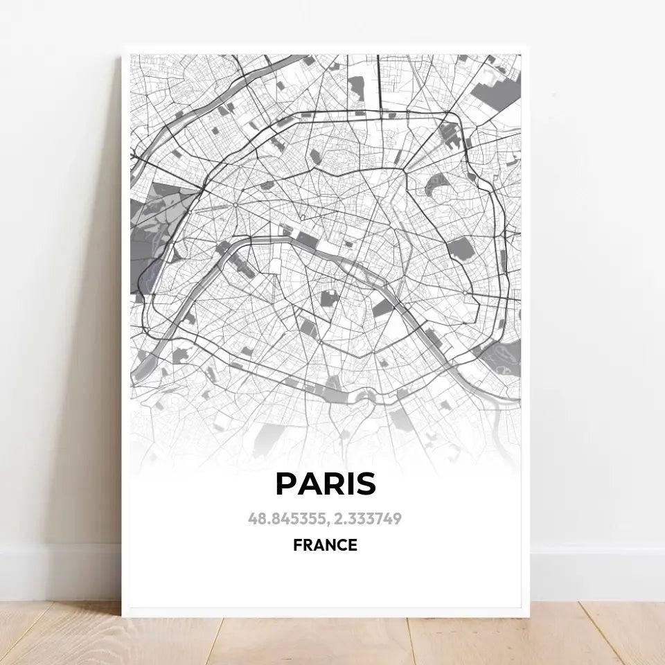 Affiche carte Paris - cestfrancais.fr