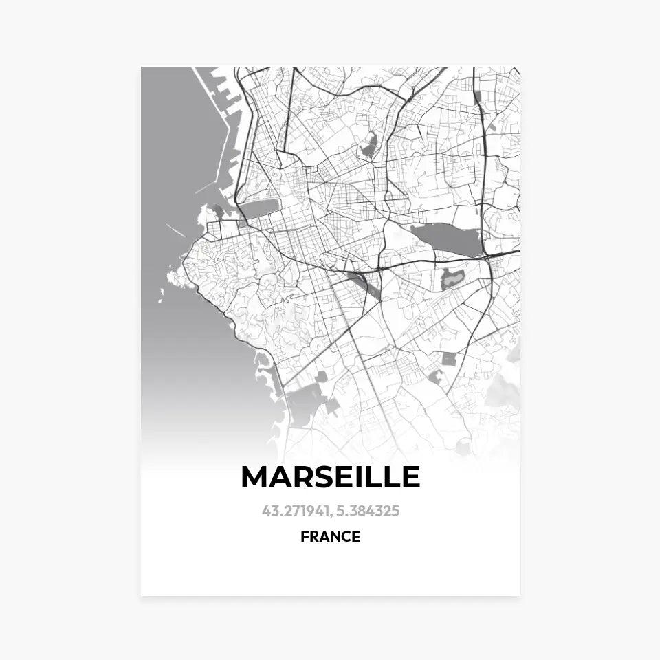 Affiche carte Marseille - cestfrancais.fr