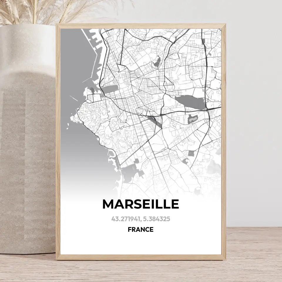 Affiche carte Marseille - cestfrancais.fr