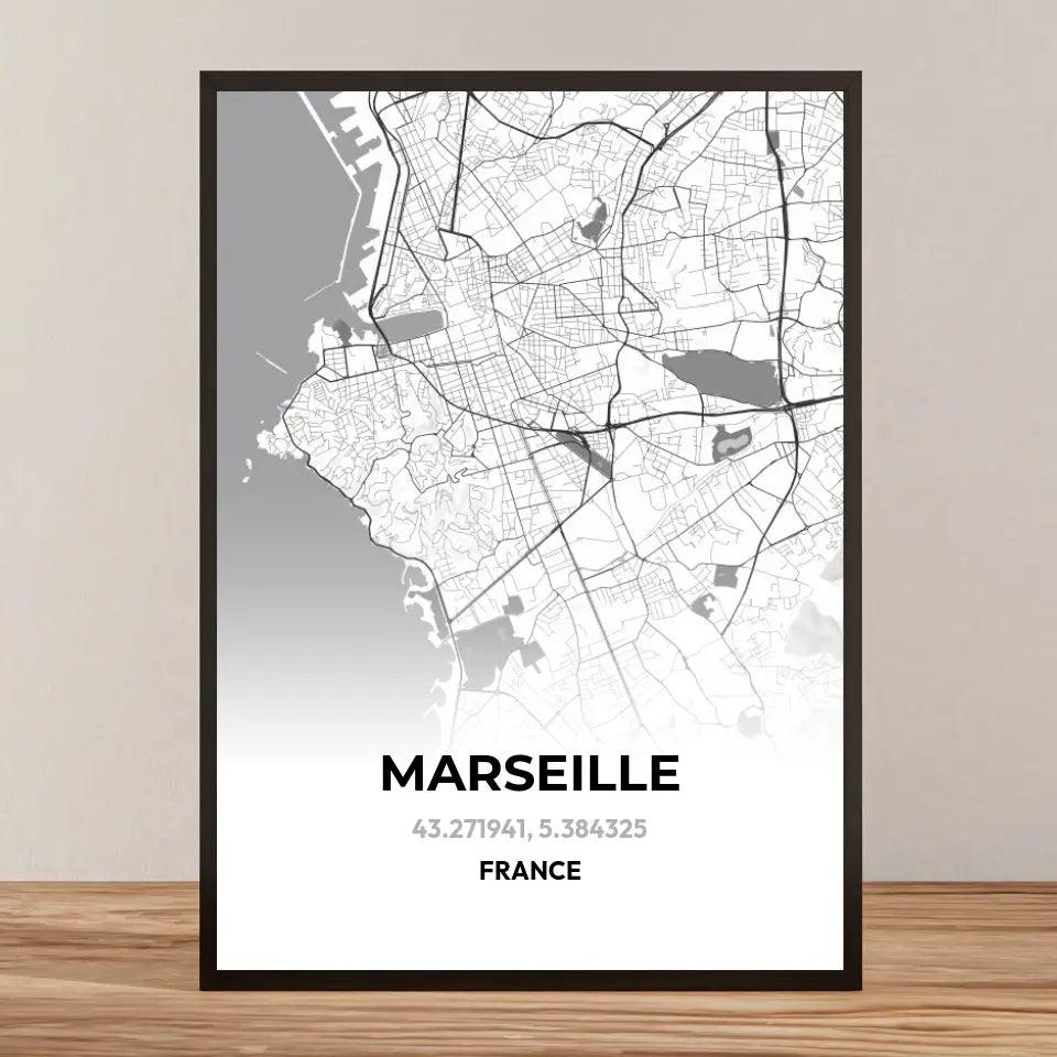 Affiche carte Marseille - cestfrancais.fr