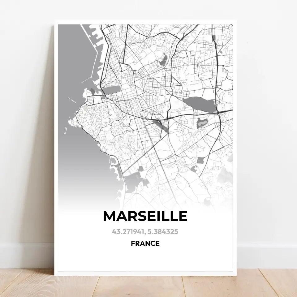 Affiche carte Marseille - cestfrancais.fr