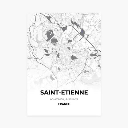 Affiche carte Saint-Etienne - cestfrancais.fr