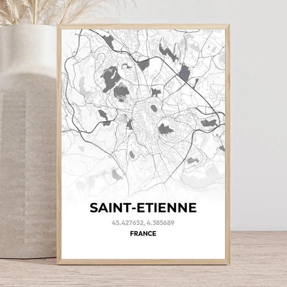 Affiche carte Saint-Etienne - cestfrancais.fr