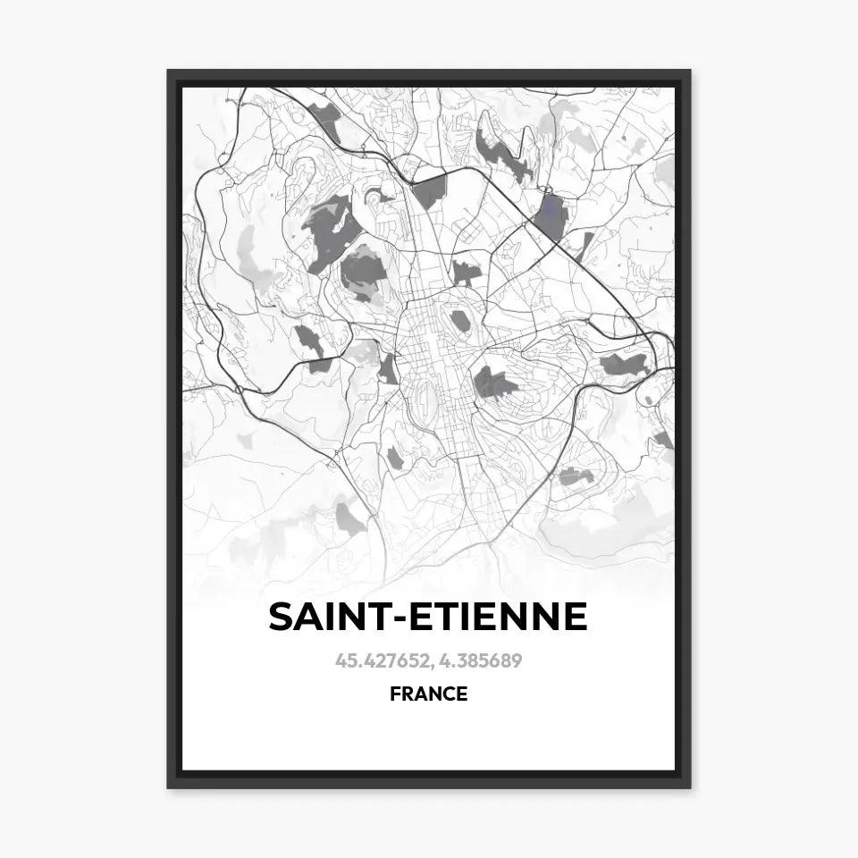 Affiche carte Saint-Etienne - cestfrancais.fr