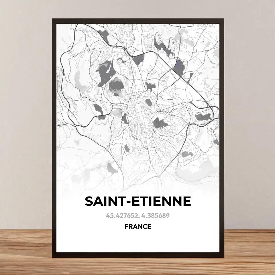 Affiche carte Saint-Etienne - cestfrancais.fr