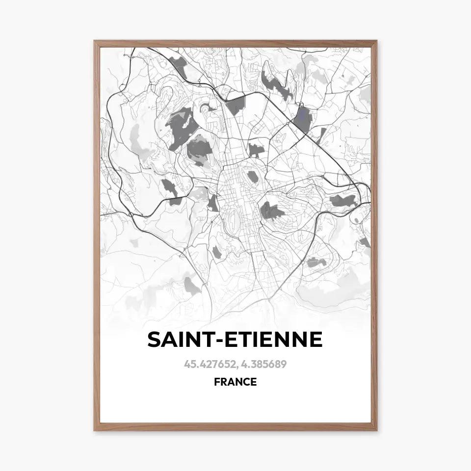 Affiche carte Saint-Etienne - cestfrancais.fr