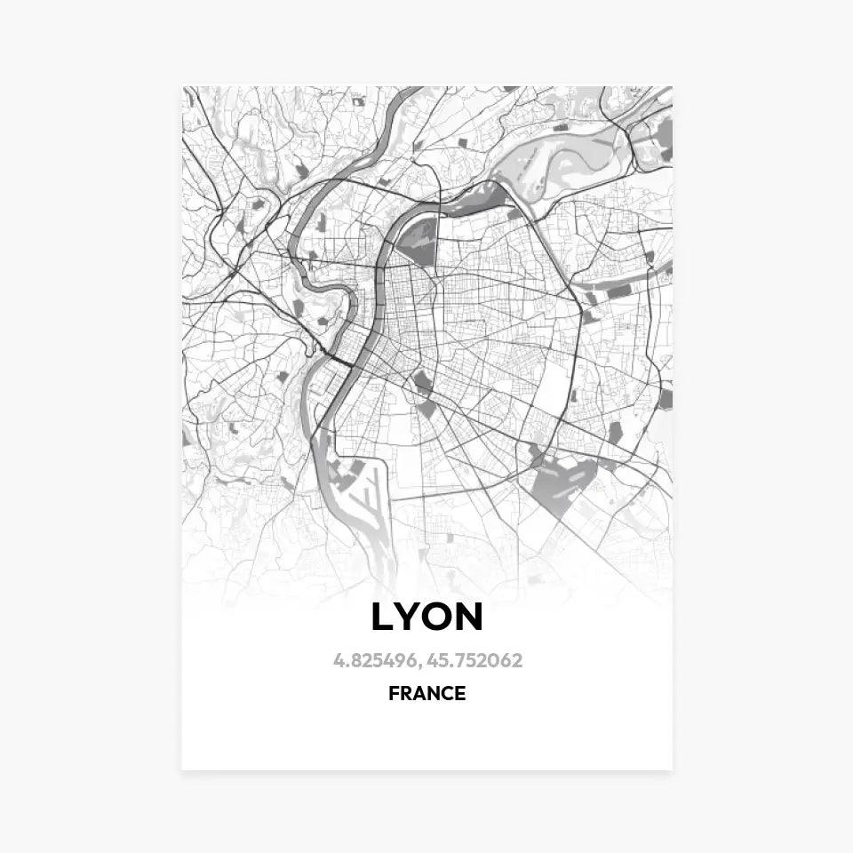 Affiche carte de Lyon - cestfrancais.fr