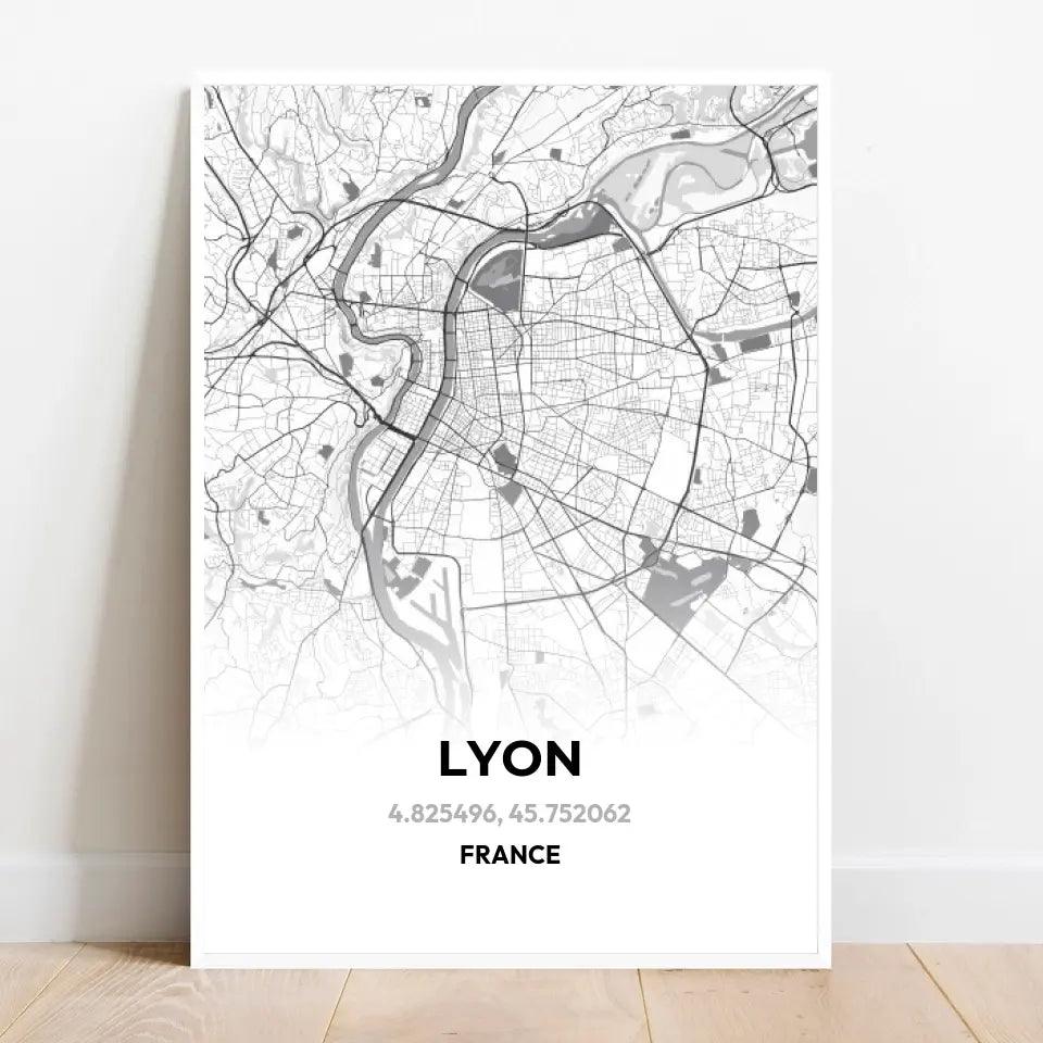 Affiche carte de Lyon - cestfrancais.fr