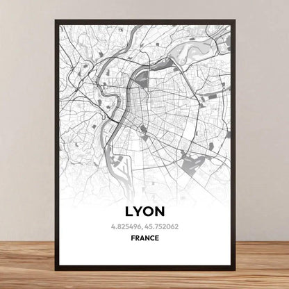 Affiche carte de Lyon - cestfrancais.fr