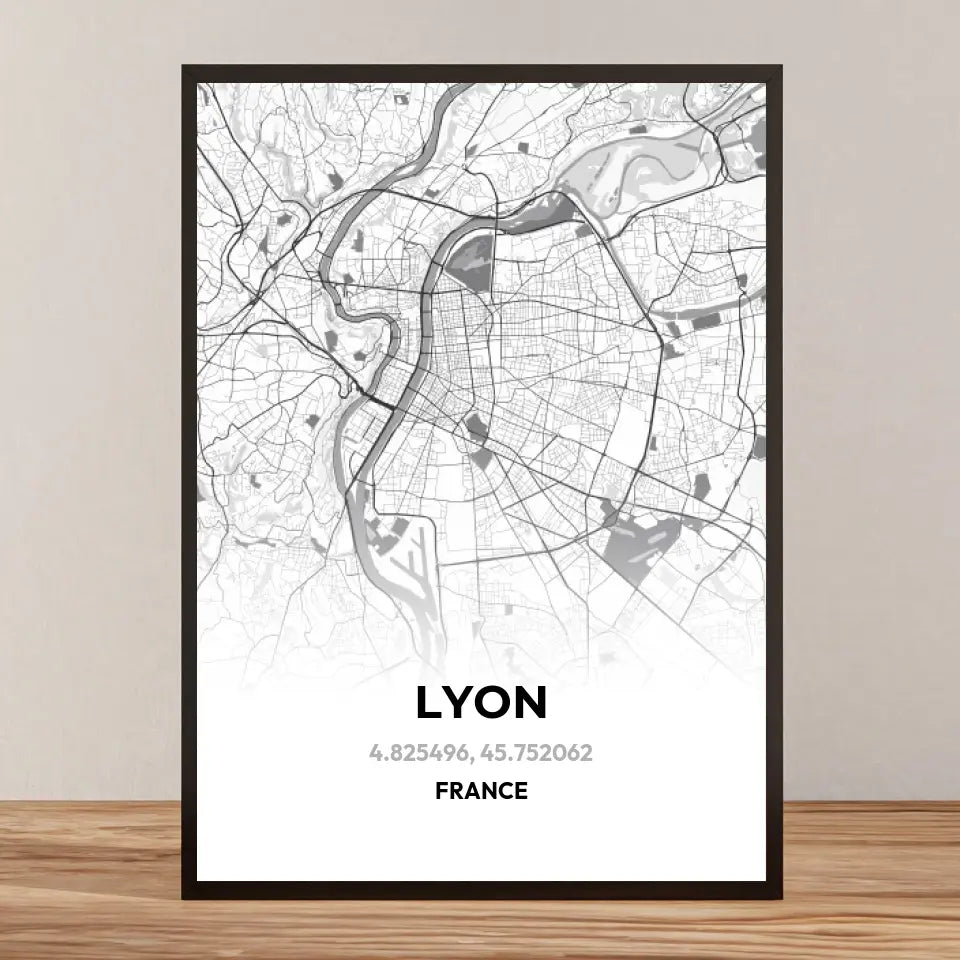 Affiche carte de Lyon