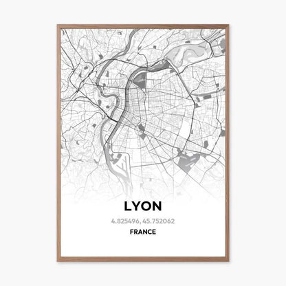 Affiche carte de Lyon - cestfrancais.fr