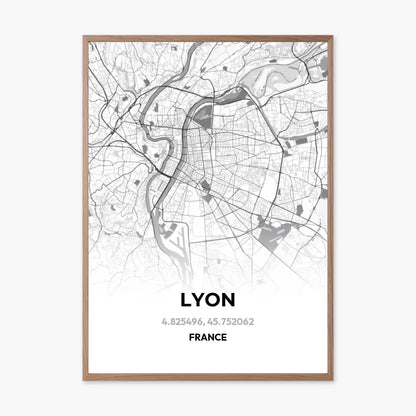 Affiche carte de Lyon