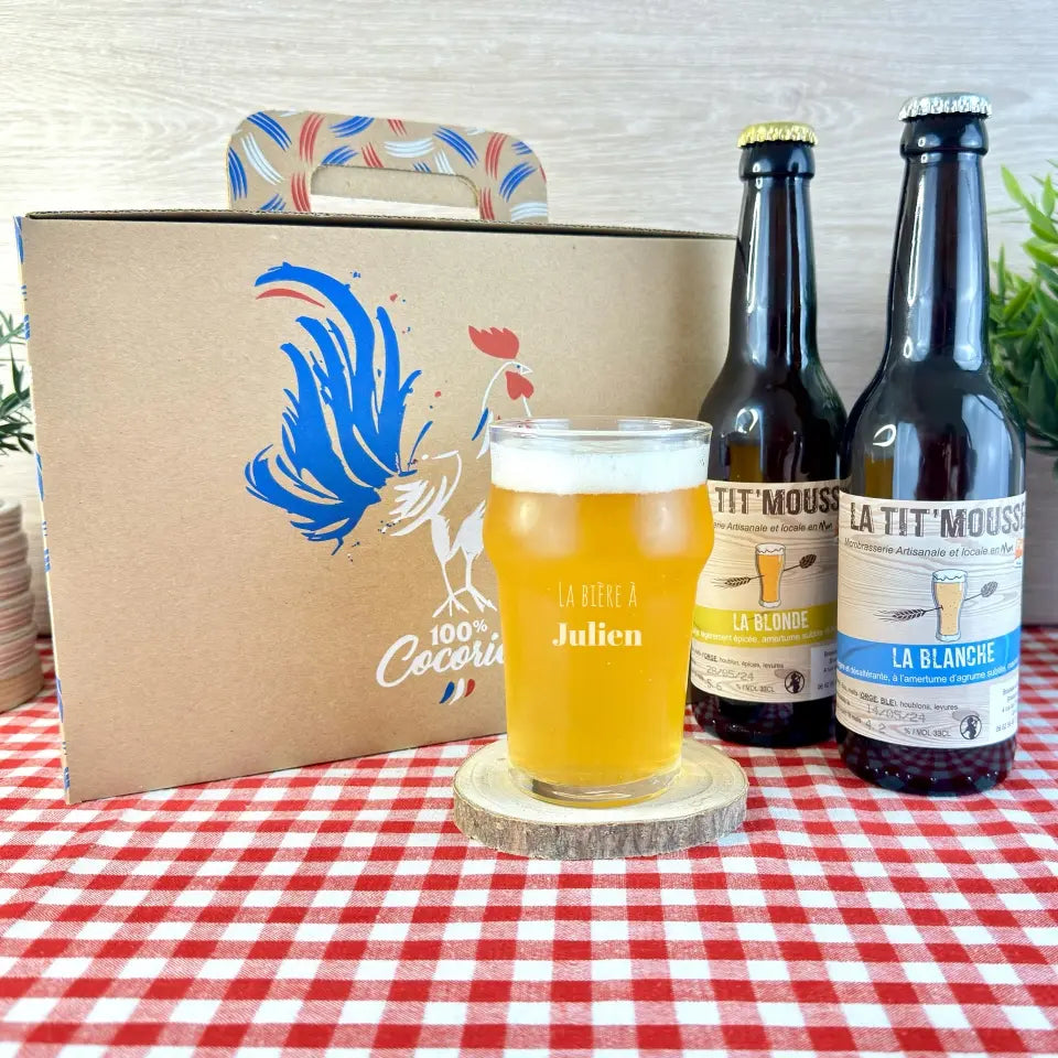 Coffret cadeau Bière découverte - Verre à bière personnalisé