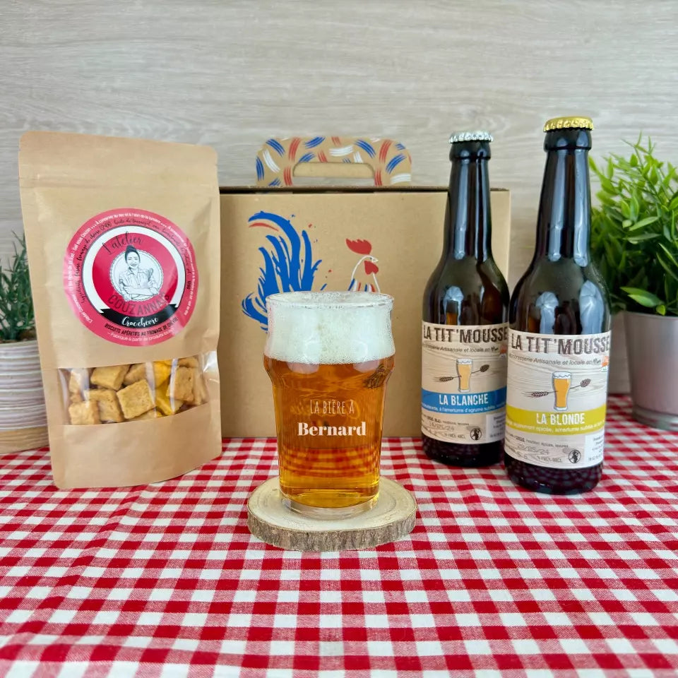 Coffret cadeau Apéro Bière - Verre à bière personnalisé