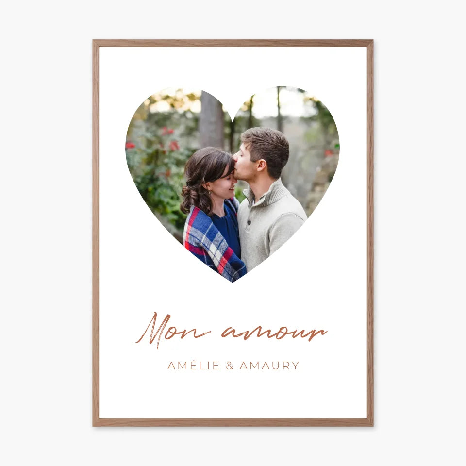 Affiche personnalisée - Photo couple dans un cœur