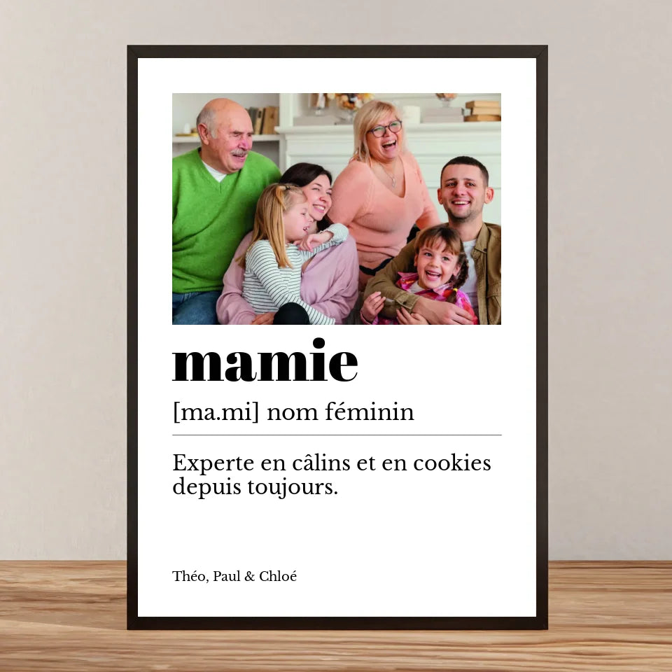 Affiche personnalisée définition mamie