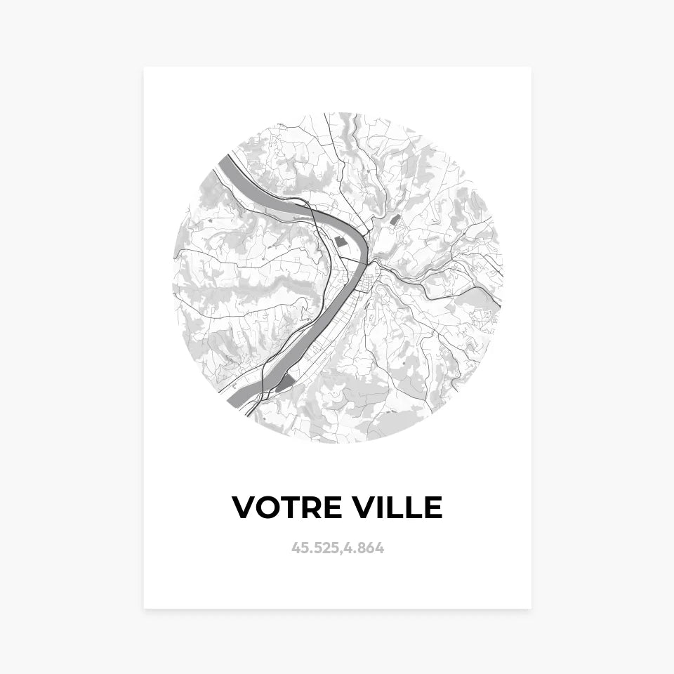 Affiche personnalisée carte ronde