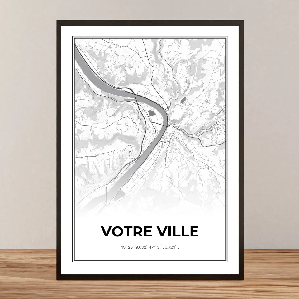 Affiche personnalisée - Carte personnalisable, votre ville ou lieu - Poster map