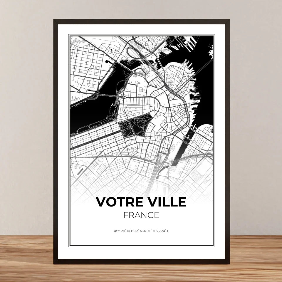 Affiche personnalisée - Carte personnalisable, votre ville ou lieu - Poster map