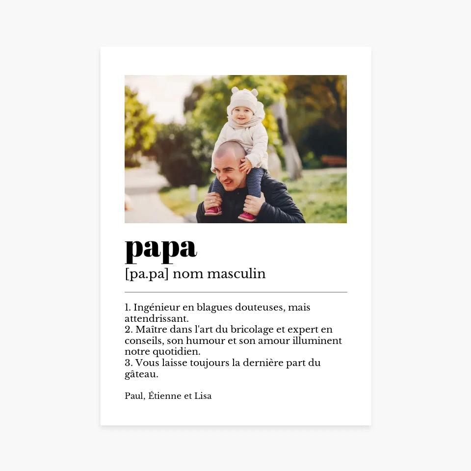 Affiche personnalisée définition papa - cestfrancais.fr