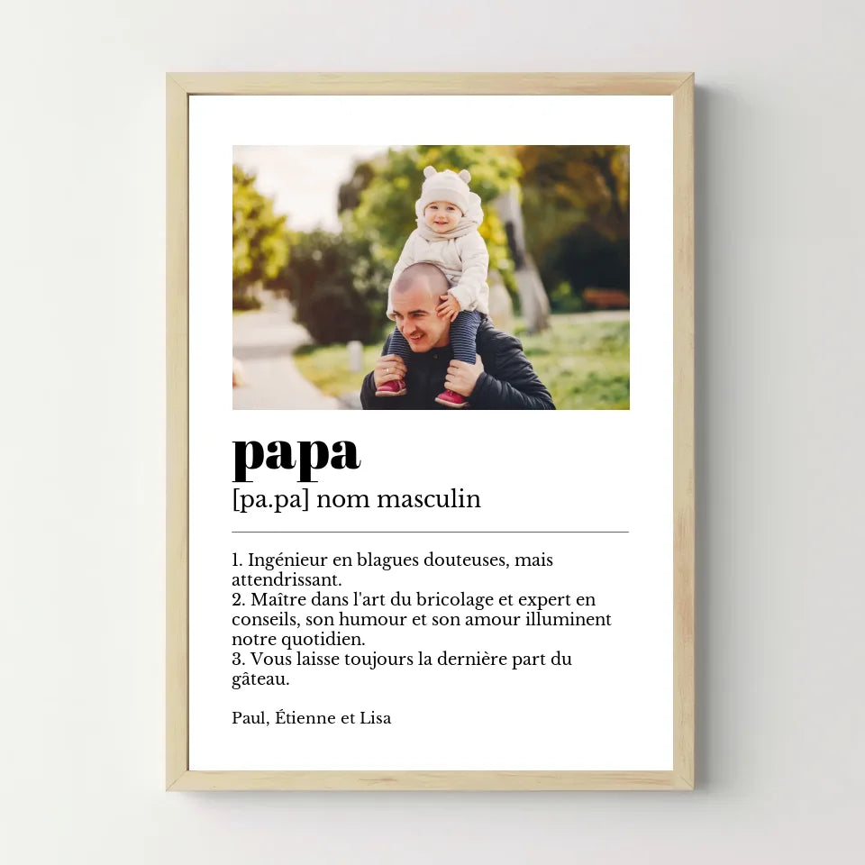 Affiche personnalisée définition papa - cestfrancais.fr