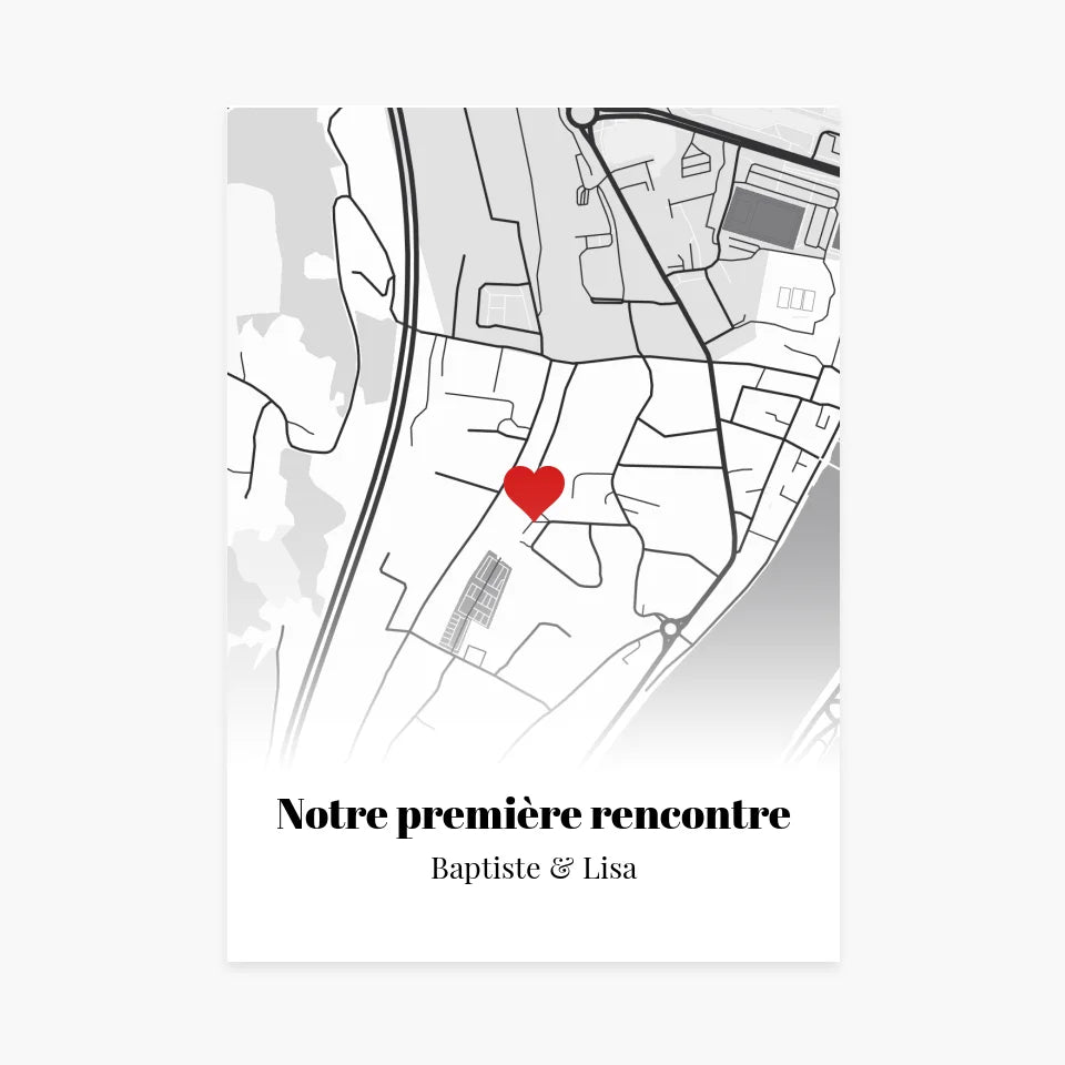 Affiche personnalisée carte &quot;Notre première rencontre&quot;