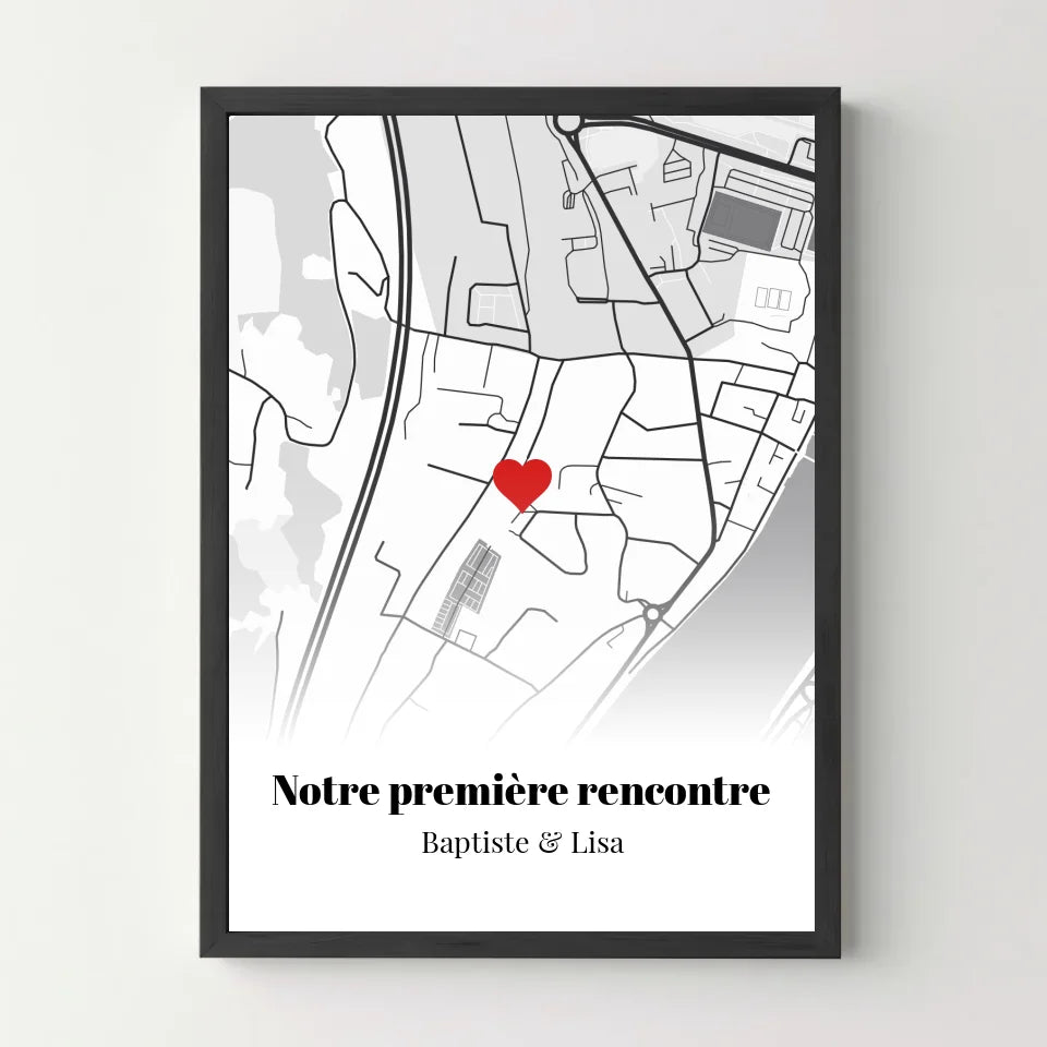 Affiche personnalisée carte &quot;Notre première rencontre&quot; - cestfrancais.fr