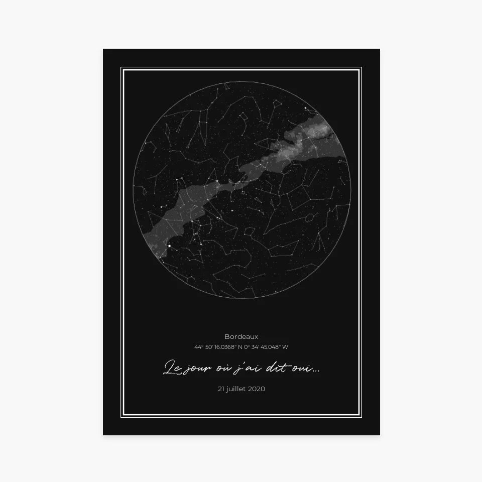 Affiche personnalisée - Carte du ciel étoilé Dark - cestfrancais.fr