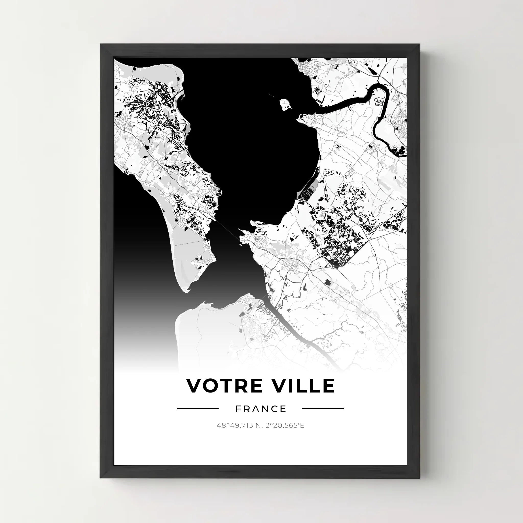 Affiche carte personnalisée - Votre Ville - Simple - cestfrancais.fr