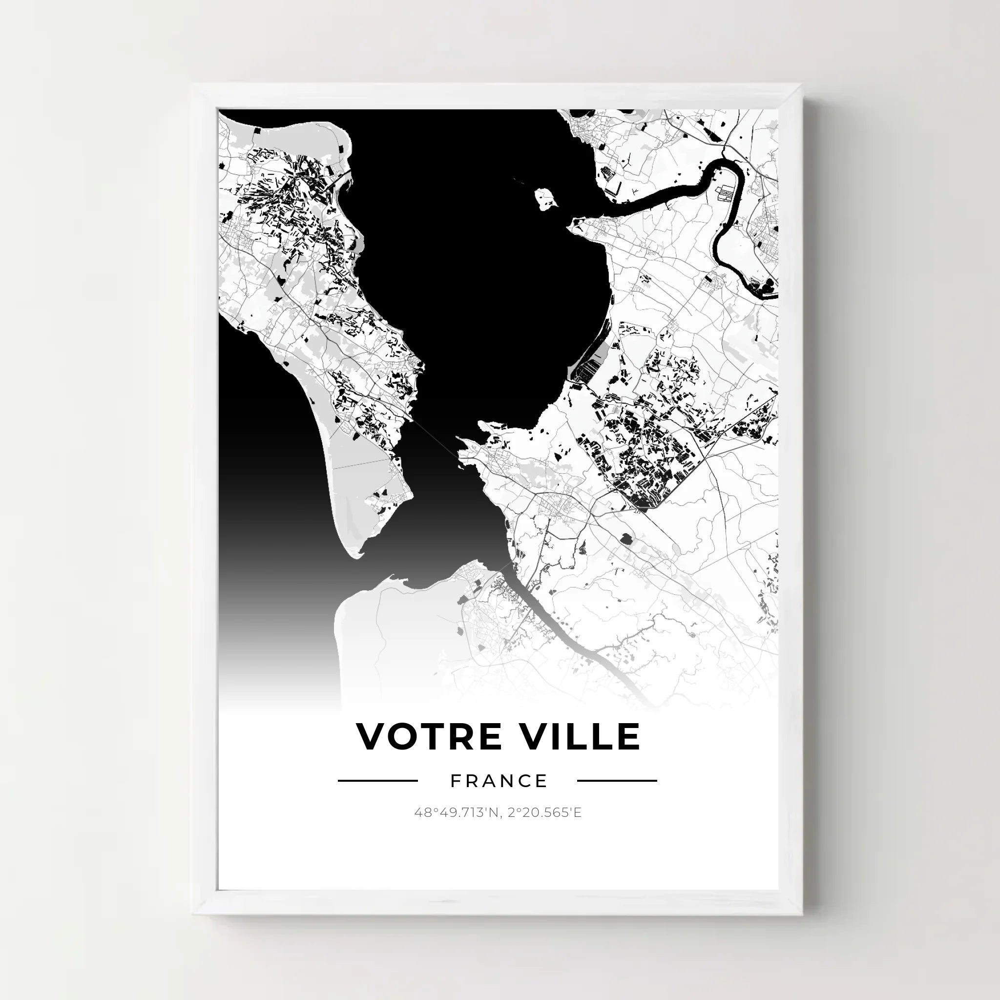 Affiche carte personnalisée - Votre Ville - Simple - cestfrancais.fr