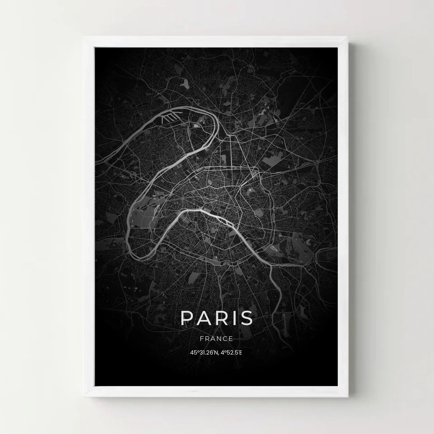 Affiche carte de ville personnalisée - Dark Map - cestfrancais.fr